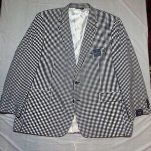 Croft & Barrow Men’s Classic-Fit Navy Blue Gingham Sport Coat Size 52R NWT
